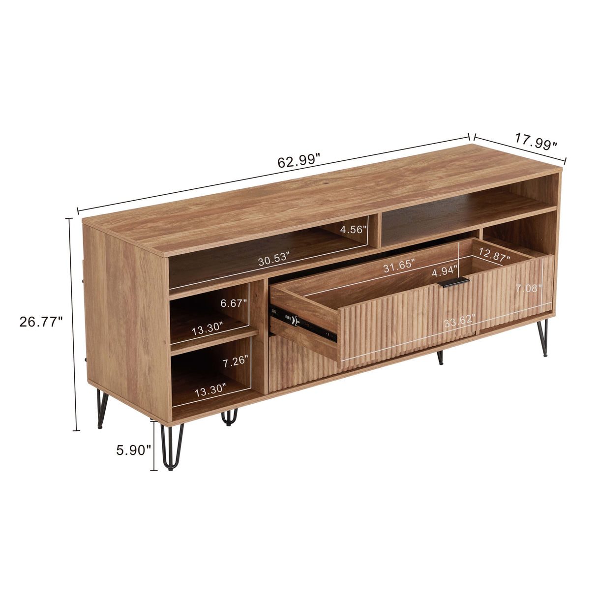 DUMBO 63" TV Stand in Golden Brown by Manhattan Comfort at Eve Furniture
