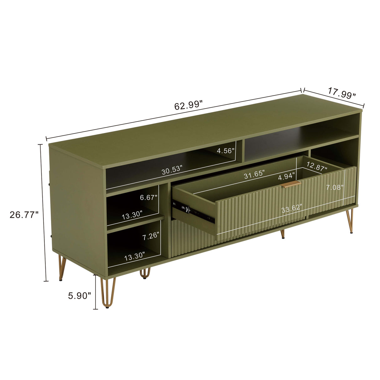 DUMBO 63" TV Stand in Olive Green by Manhattan Comfort at Eve Furniture