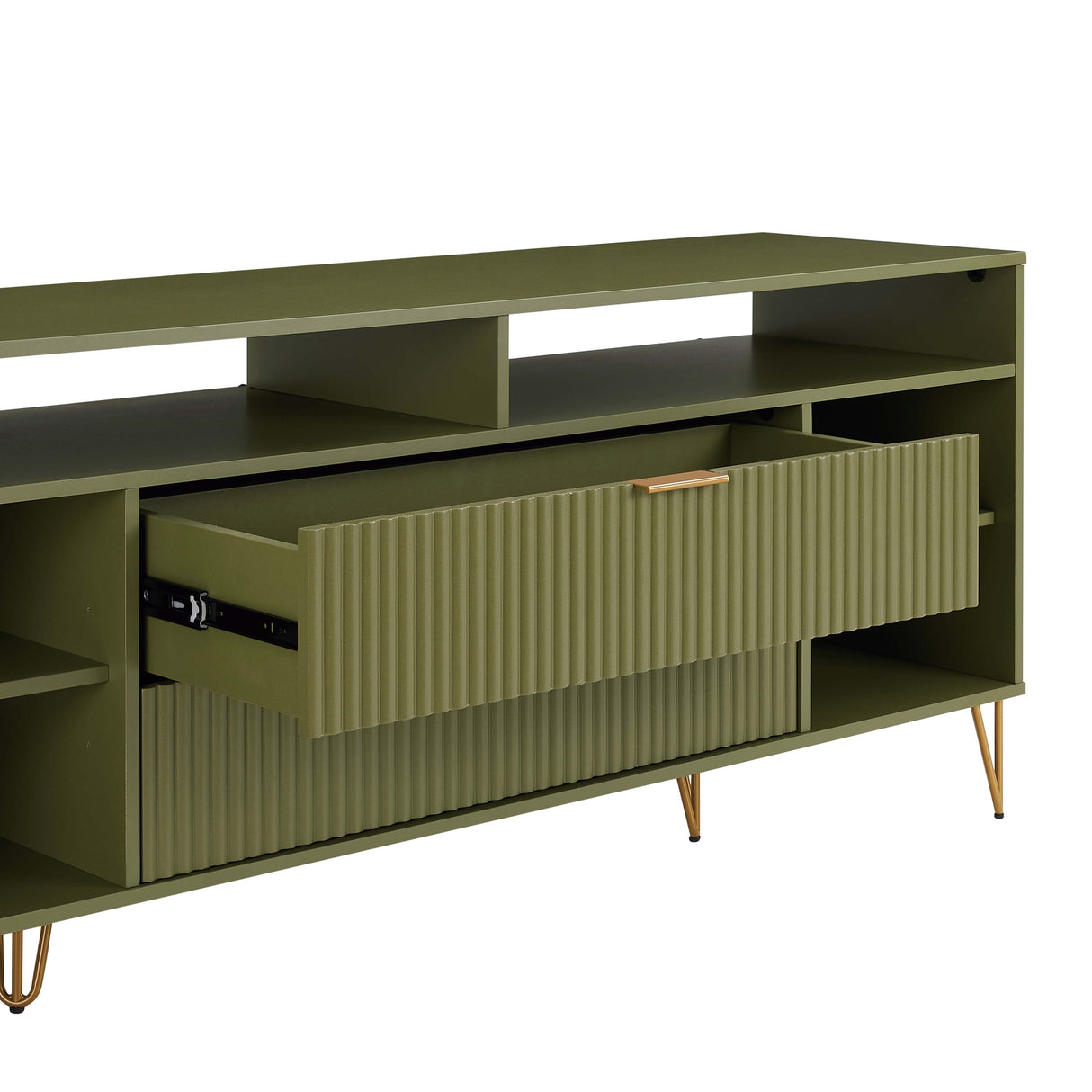 DUMBO 63" TV Stand in Olive Green by Manhattan Comfort at Eve Furniture