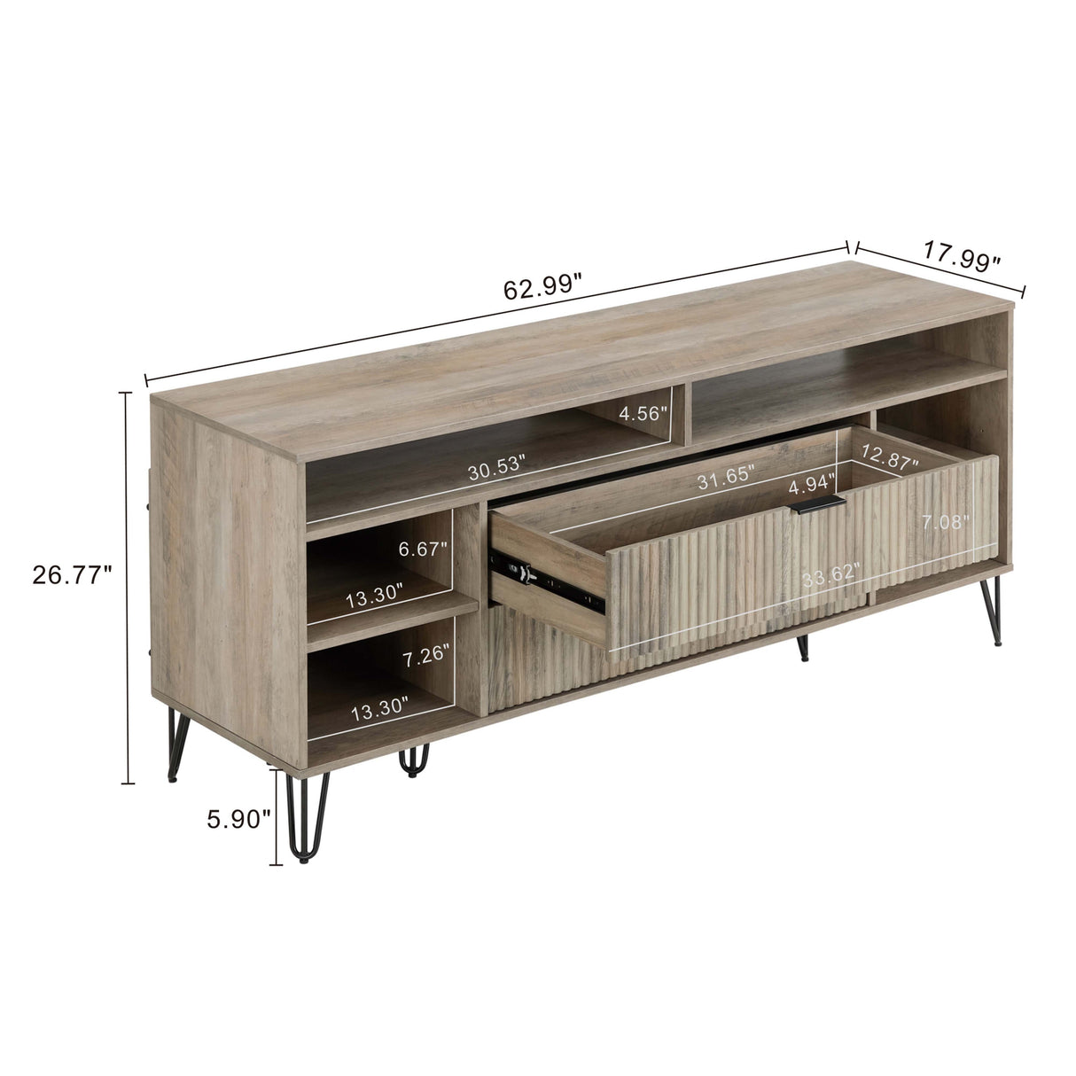 DUMBO 63" TV Stand in Rustic Grey by Manhattan Comfort at Eve Furniture