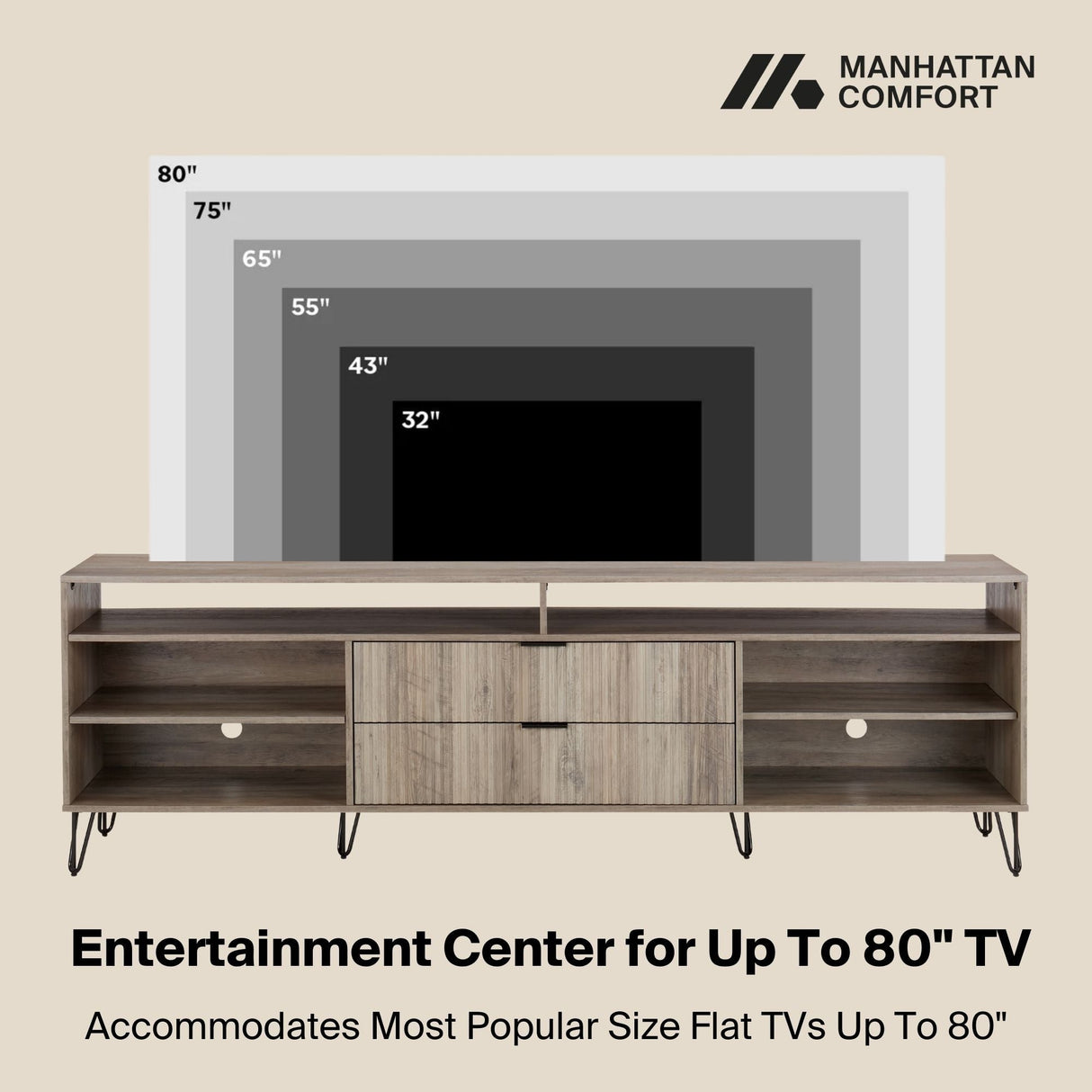 DUMBO 85" TV Stand in Golden Brown by Manhattan Comfort at Eve Furniture