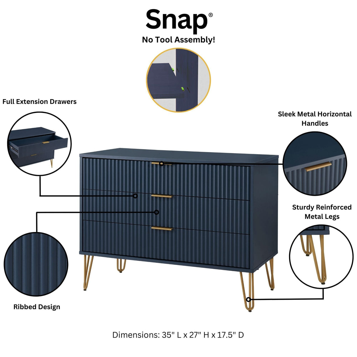 DUMBO Dresser in Midnight Blue by Manhattan Comfort at Eve Furniture