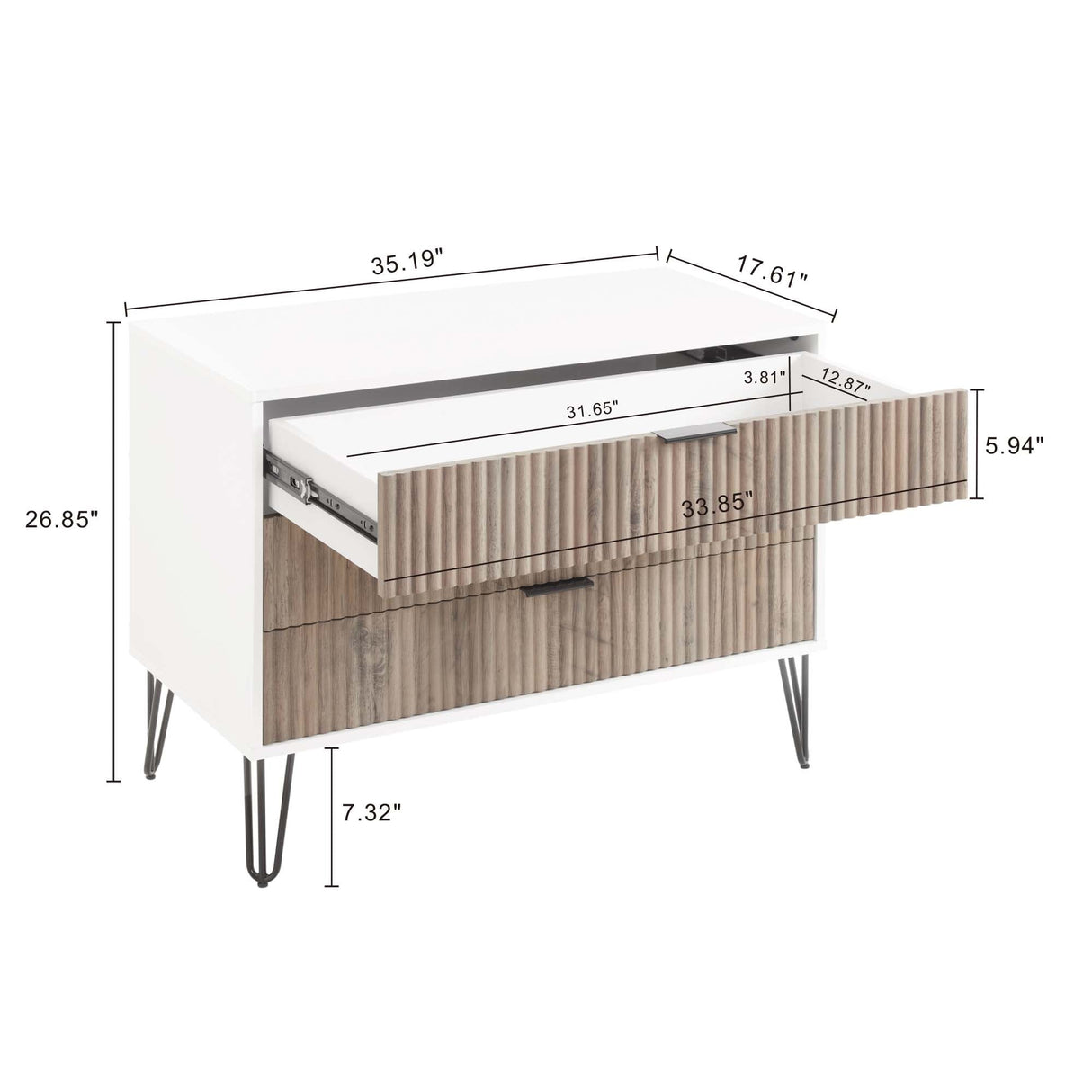 DUMBO Dresser in White and Grey by Manhattan Comfort at Eve Furniture