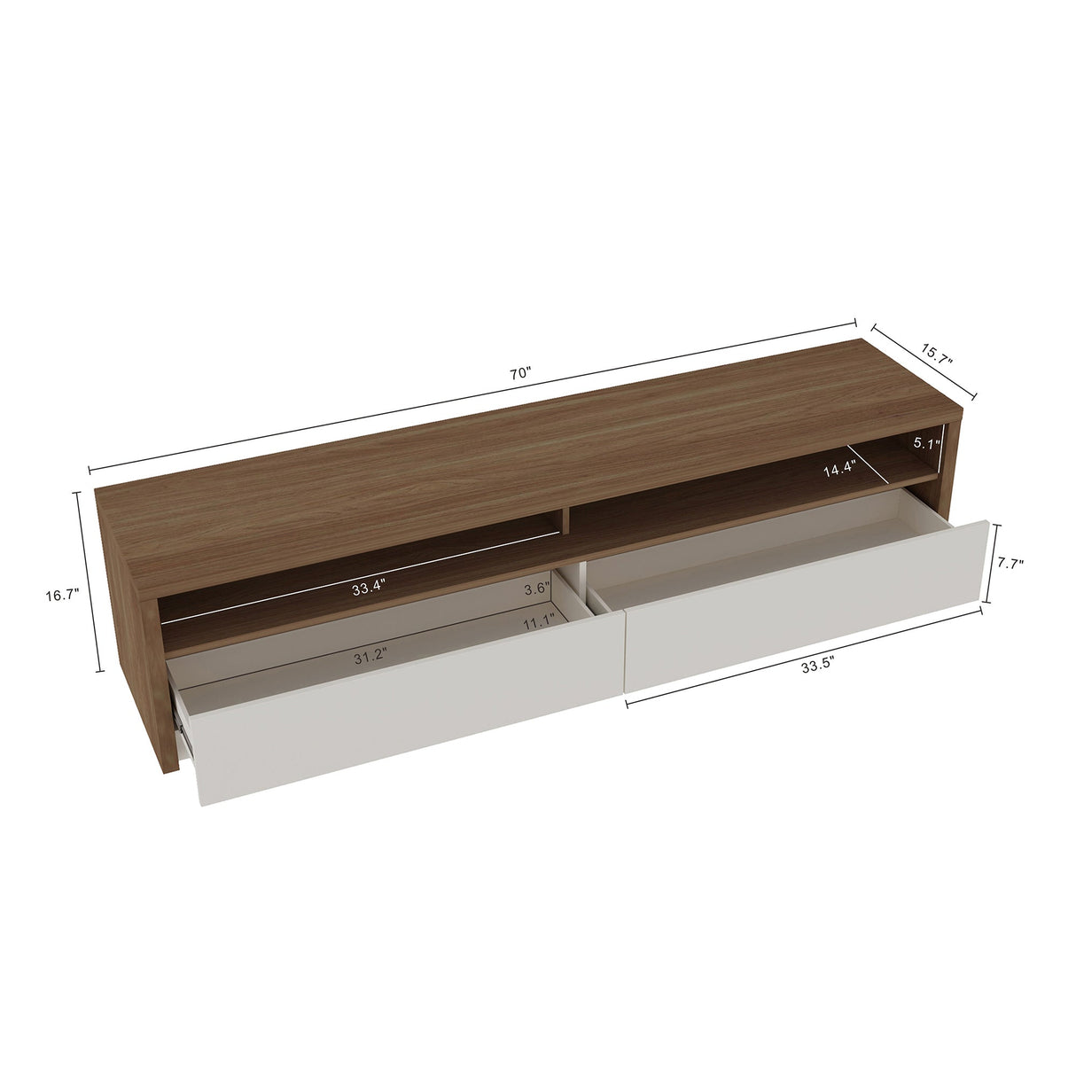 Duncan 70" TV Stand in Maple and Off White by Manhattan Comfort at Eve Furniture