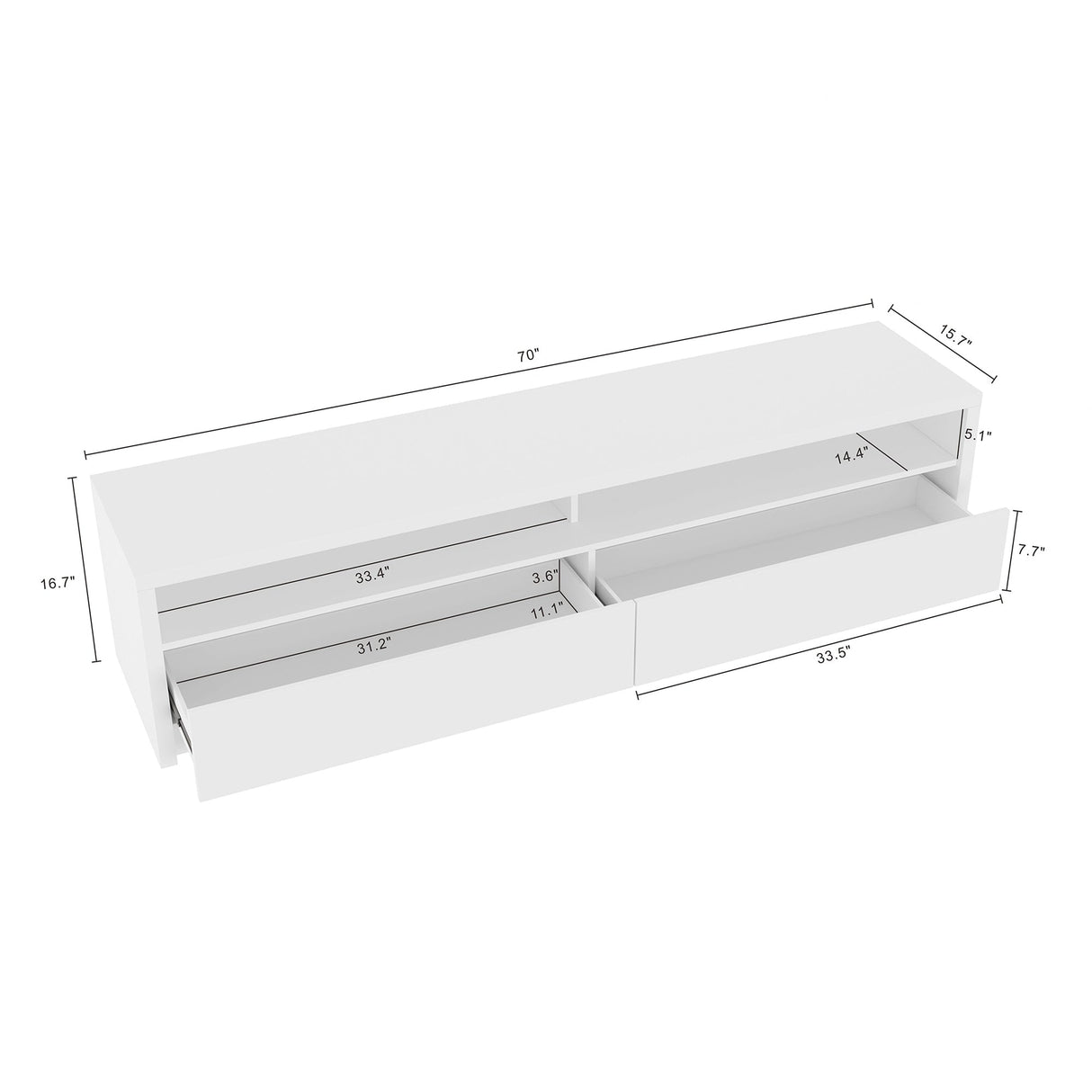 Duncan 70" TV Stand in White by Manhattan Comfort at Eve Furniture