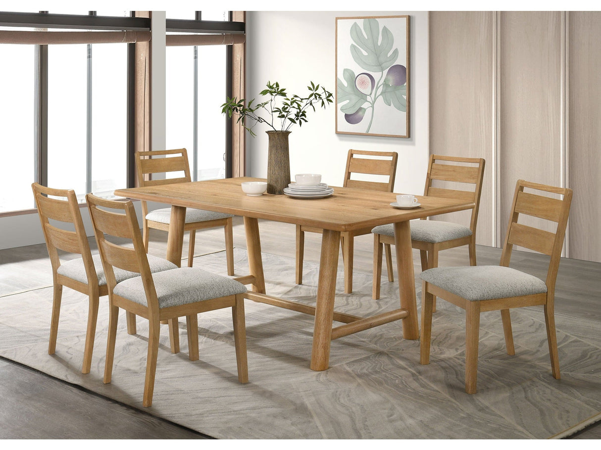Duncan Washed Oak 7-piece Rectangular Wood Dining Table Set by Coaster at Eve Furniture