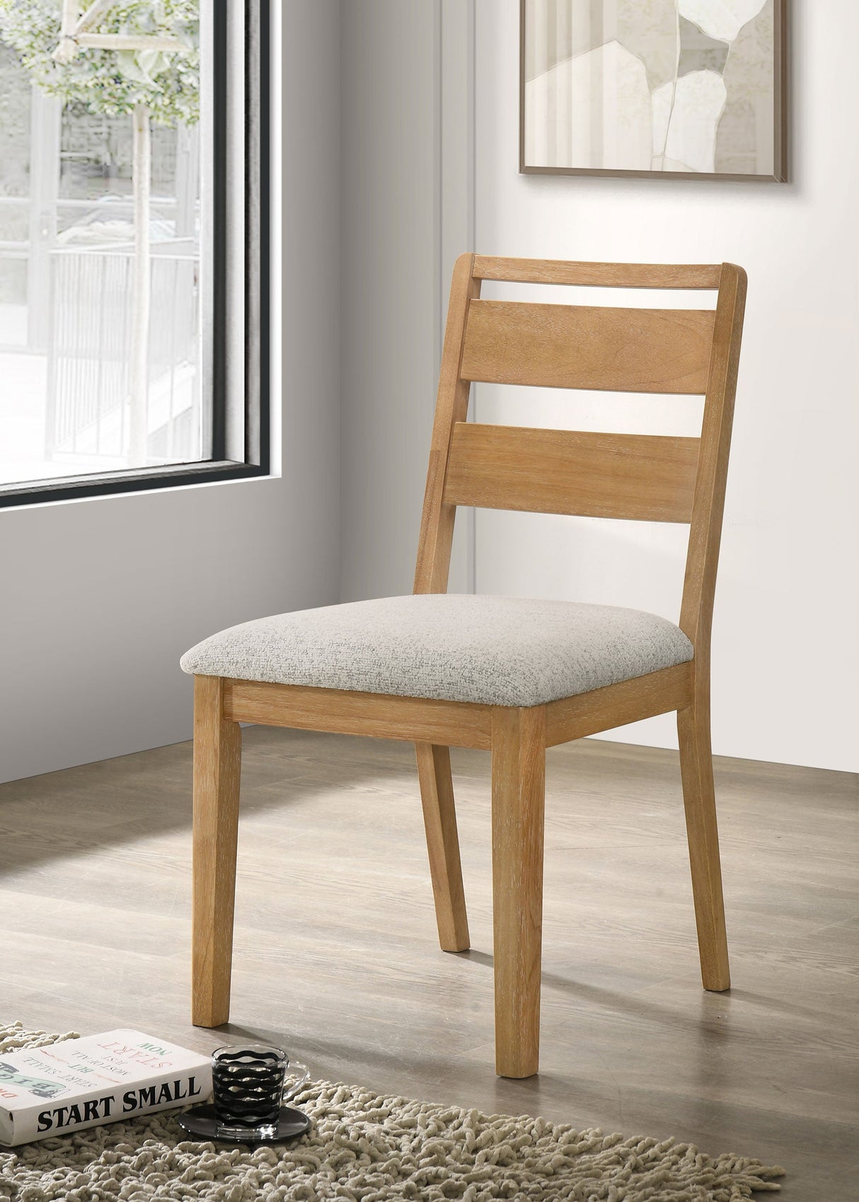Duncan Washed Oak Ladder Back Dining Side Chair (Set of 2) by Coaster at Eve Furniture