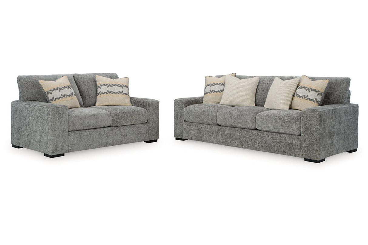 Dunmor Graphite Sofa and Loveseat by Ashley at Eve Furniture