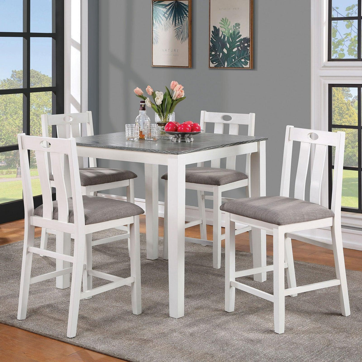 Dunseith White/Gray 5 Pc. Counter Ht. Set by Furniture of America at Eve Furniture