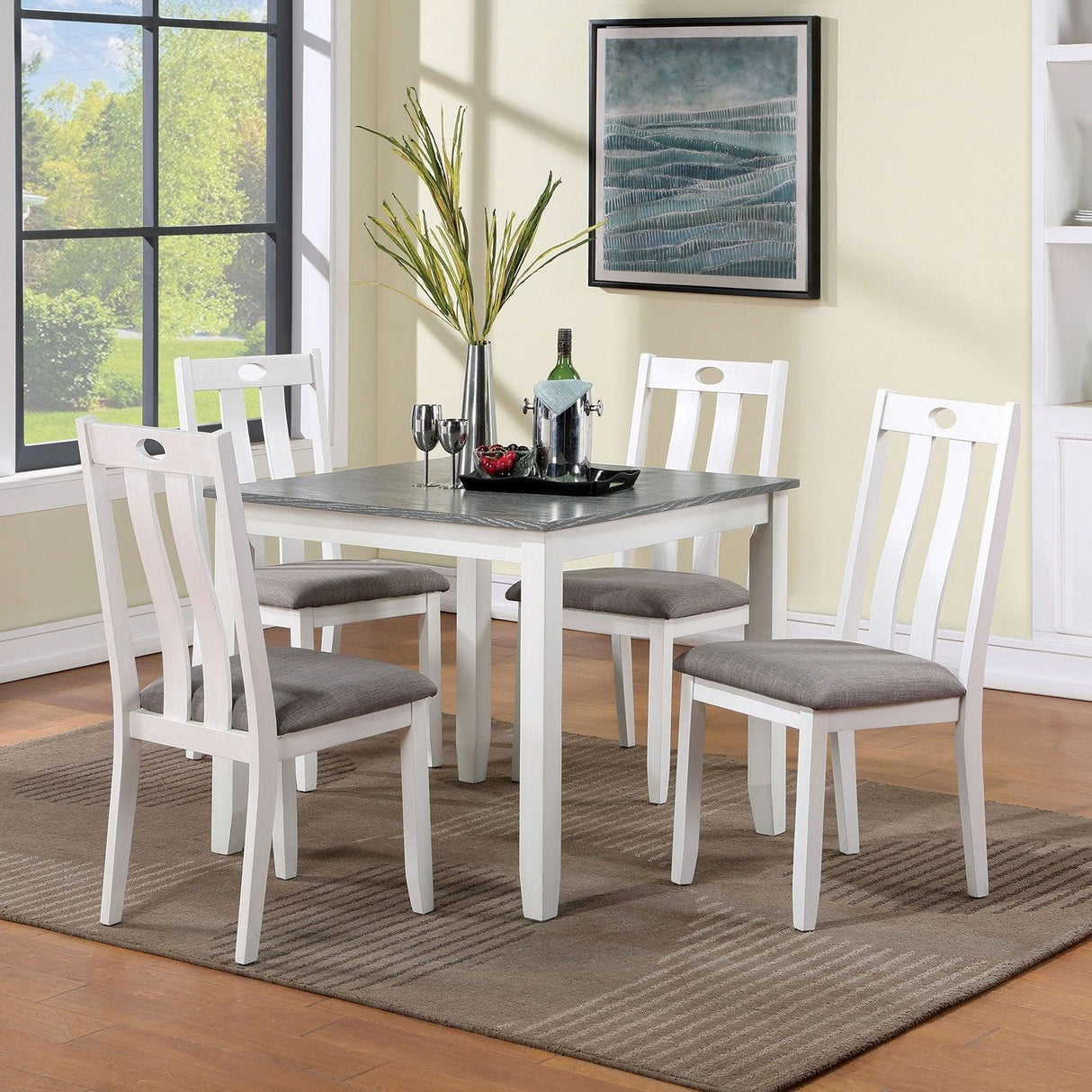 Dunseith White/Gray 5 Pc. Dining Set by Furniture of America at Eve Furniture