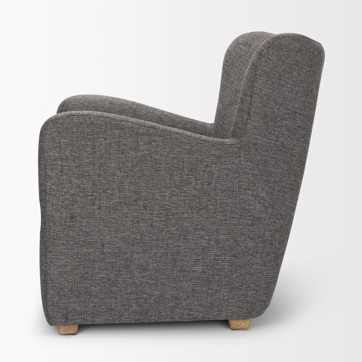Dunstan Accent Chair Upholstered Gray Twill Fabric and Medium Brown Wood Feet by Mercana at Eve Furniture