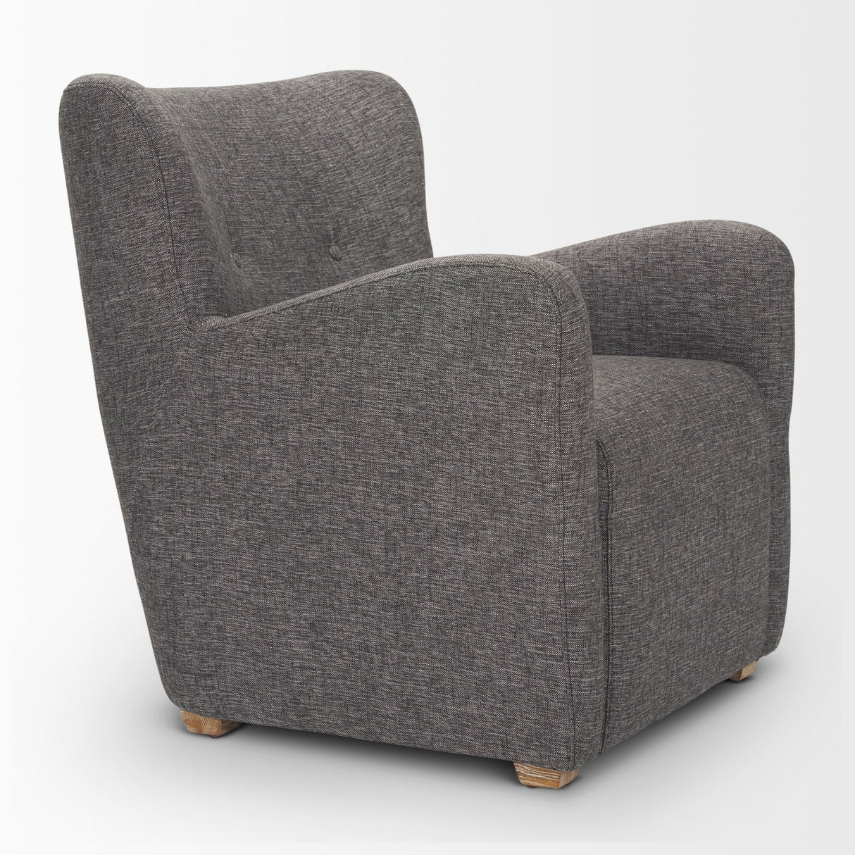 Dunstan Accent Chair Upholstered Gray Twill Fabric and Medium Brown Wood Feet by Mercana at Eve Furniture