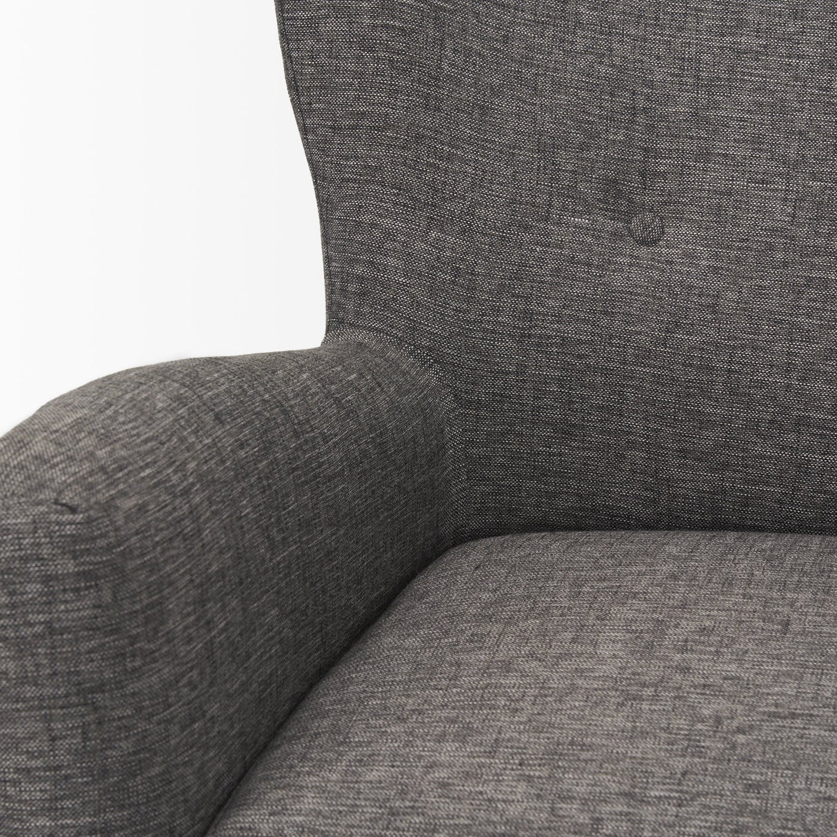 Dunstan Accent Chair Upholstered Gray Twill Fabric and Medium Brown Wood Feet by Mercana at Eve Furniture