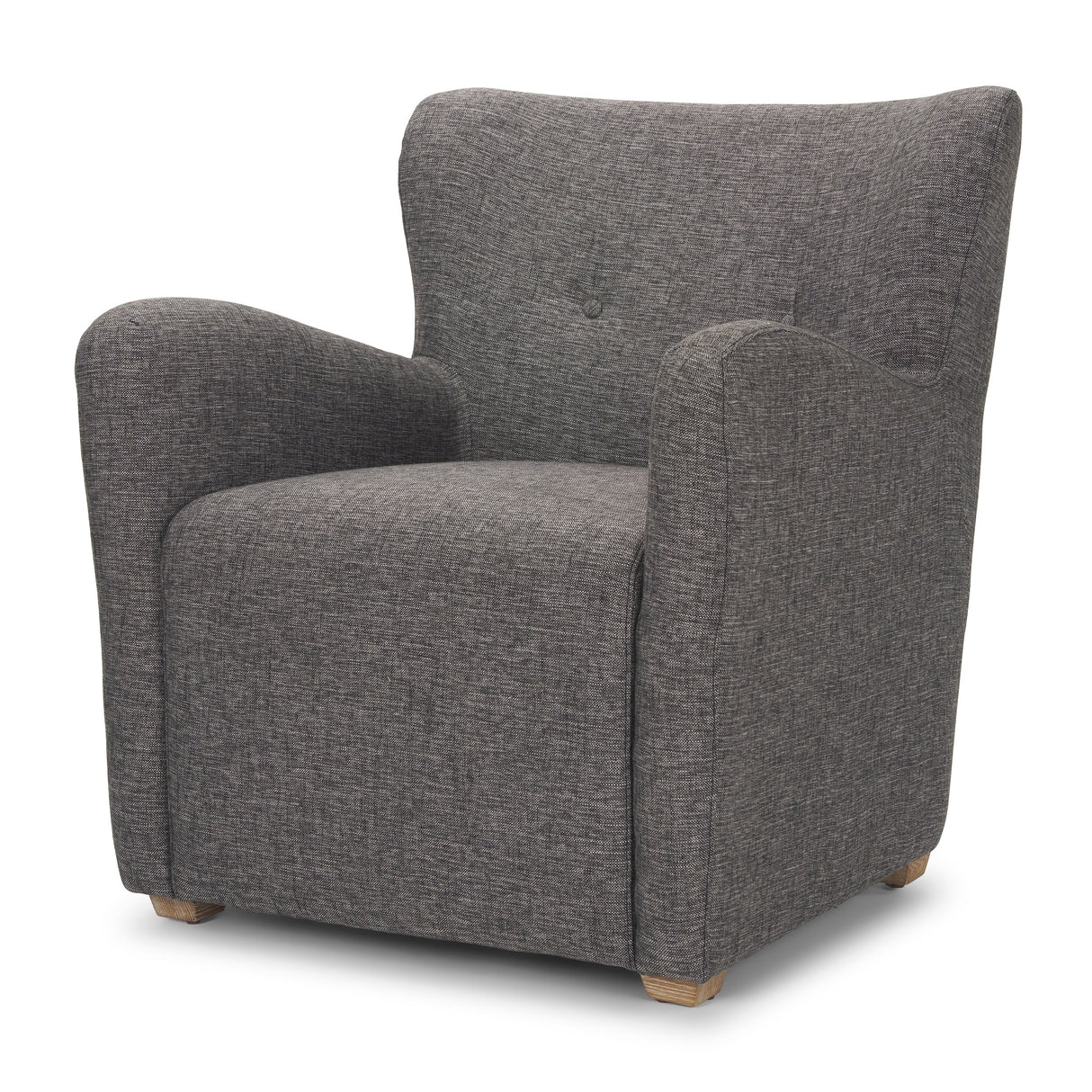 Dunstan Accent Chair Upholstered Gray Twill Fabric and Medium Brown Wood Feet by Mercana at Eve Furniture