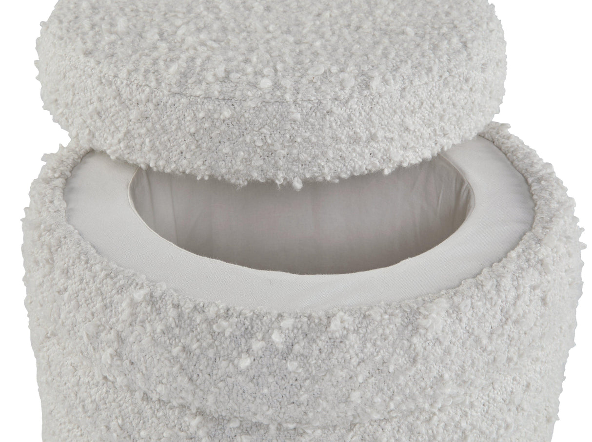 Duntler Ivory Storage Ottoman by Ashley at Eve Furniture