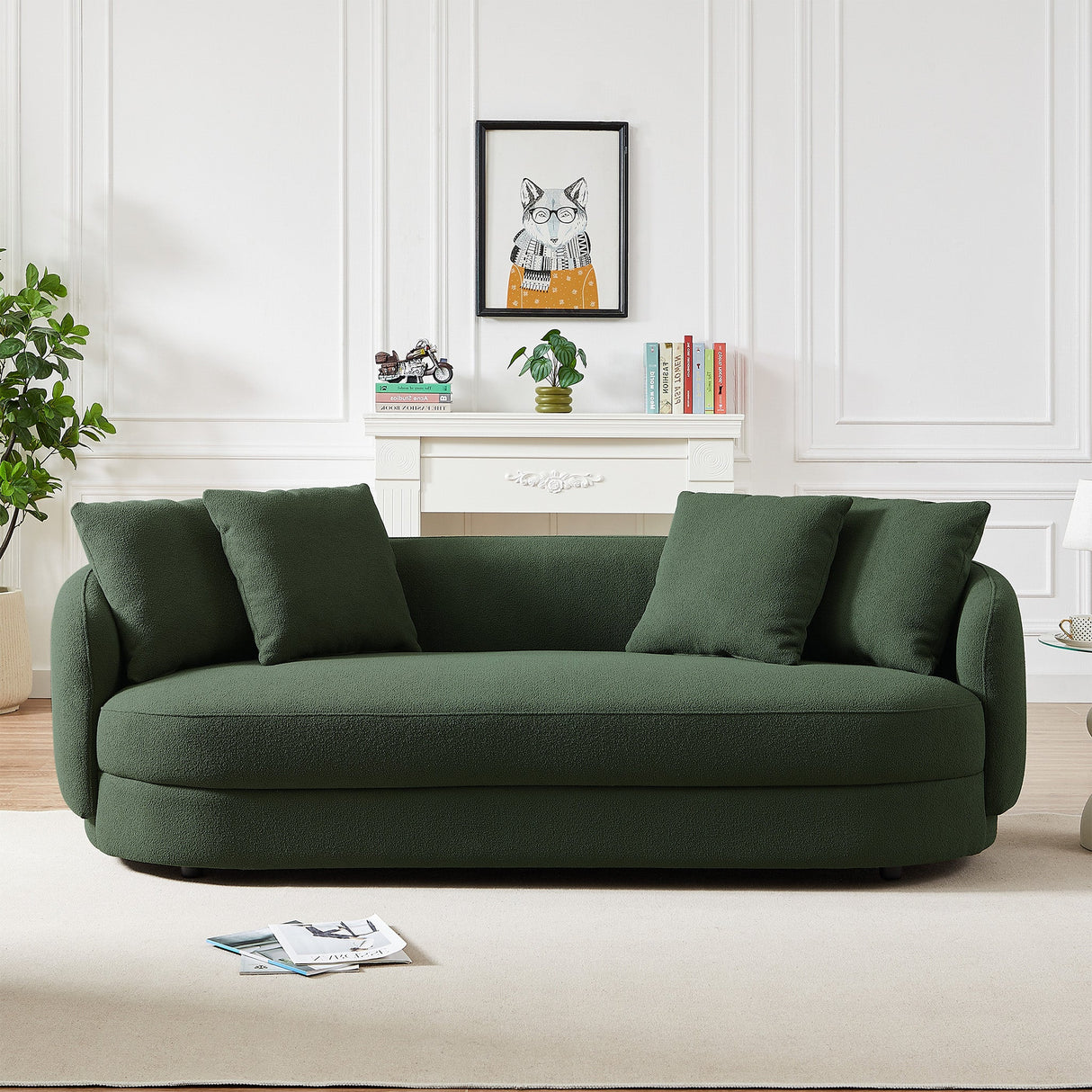 Dylan Modern French Olive Green Boucle Sofa by Ashcroft Furniture at Eve Furniture