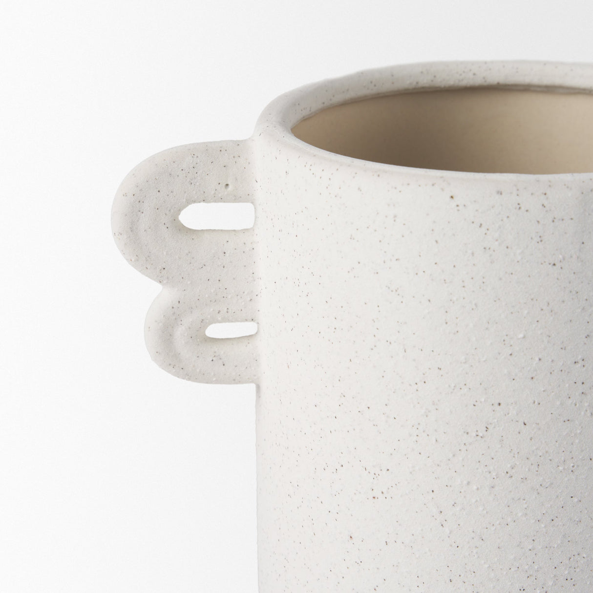 Dylan Small Textured Off White w/ Handles Ceramic Vase by Mercana at Eve Furniture