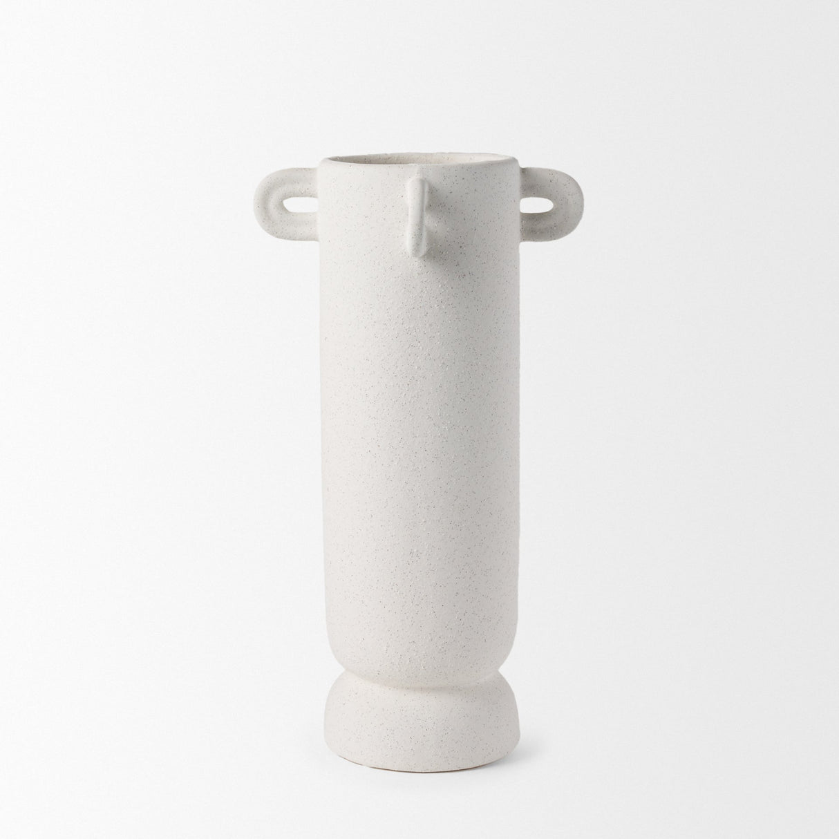 Dylan Tall Textured Off White w/ Handles Ceramic Vase by Mercana at Eve Furniture