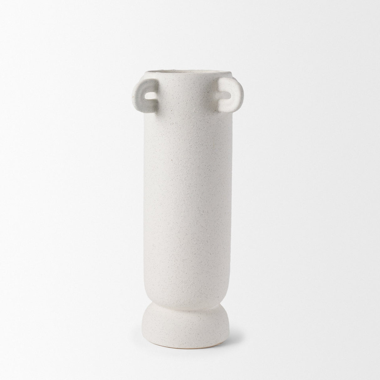 Dylan Tall Textured Off White w/ Handles Ceramic Vase by Mercana at Eve Furniture
