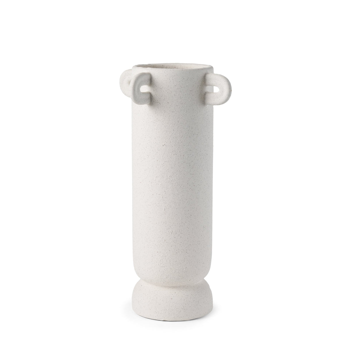 Dylan Tall Textured Off White w/ Handles Ceramic Vase by Mercana at Eve Furniture