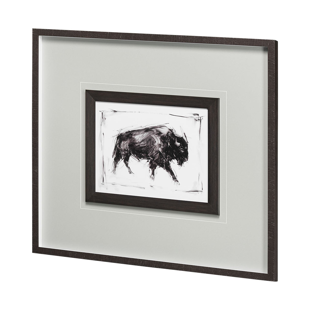 Dynamic Bison I by Ethan Harper a Hand Embellished Textured Framed Art Print Matted under Glass by Mercana at Eve Furniture