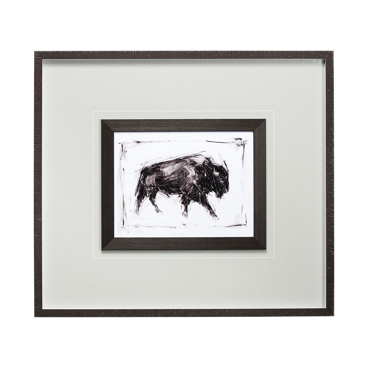 Dynamic Bison I by Ethan Harper a Hand Embellished Textured Framed Art Print Matted under Glass by Mercana at Eve Furniture