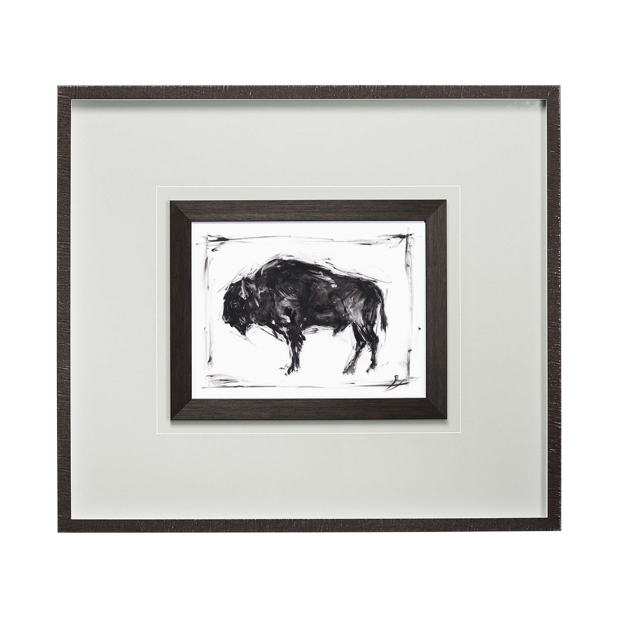 Dynamic Bison II by Ethan Harper a Hand Embellished Textured Framed Art Print Matted under Glass by Mercana at Eve Furniture