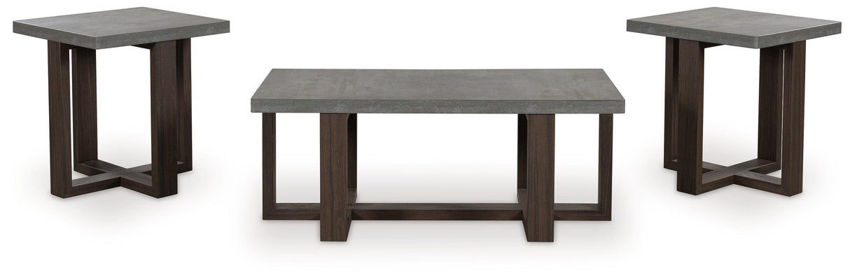 Dynnford Gray/Brown Table (Set of 3) by Ashley at Eve Furniture