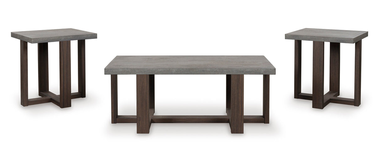 Dynnford Gray/Brown Table (Set of 3) by ASHLEY FURNITURE at Eve Furniture