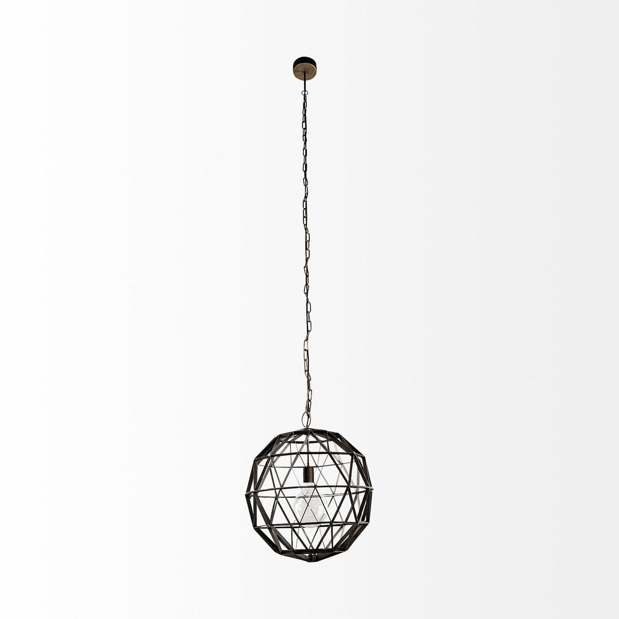 Dyson I Black Metal Triangular Orb Pendant Light by Mercana at Eve Furniture
