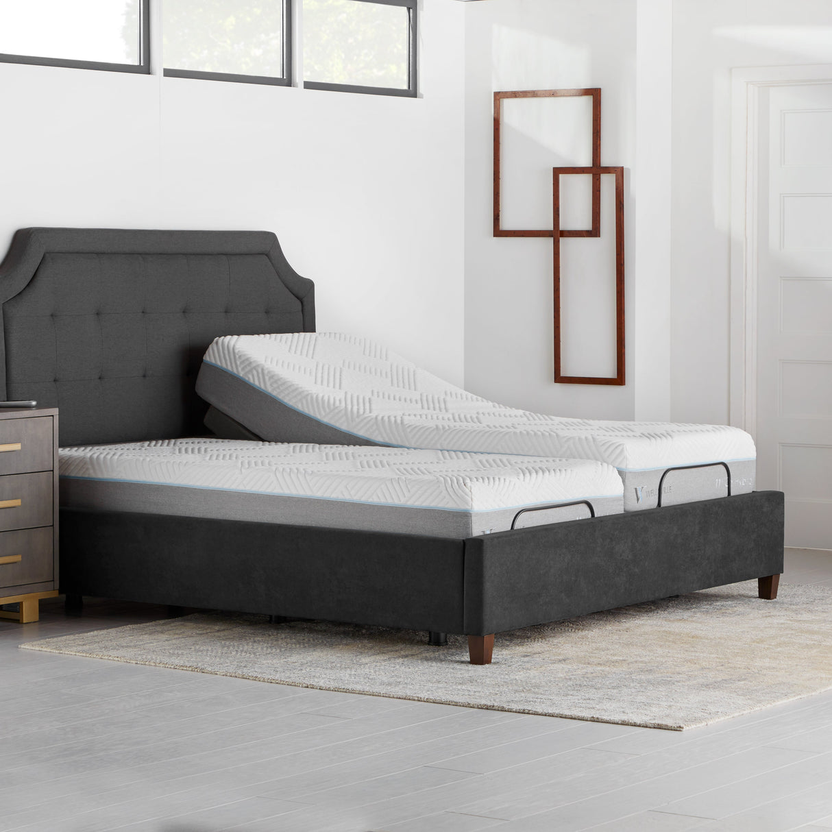 E455 Charcoal Twin XL Adjustable Bed Base by Malouf at Eve Furniture