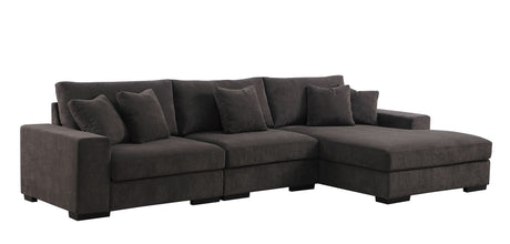 Comfy Grey Chenille 3pc Sectional S859
