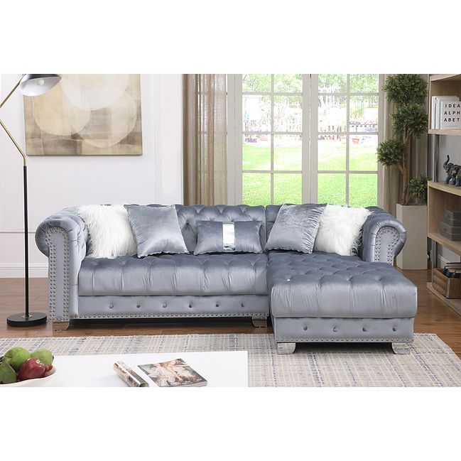 Yaz Grey 2-Piece RAF Sectional
