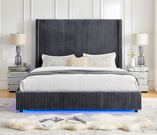 Belinda Grey King Platform Bed by New Era Innovations at Eve Furniture