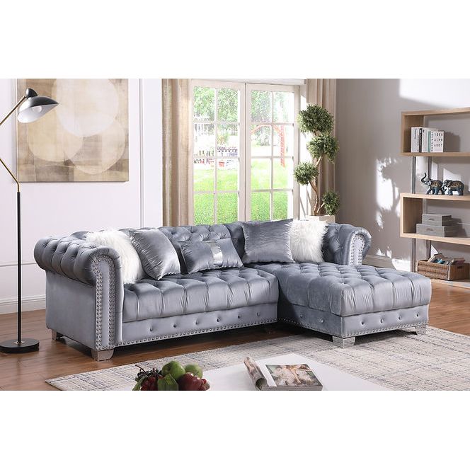 Yaz Grey 2-Piece RAF Sectional
