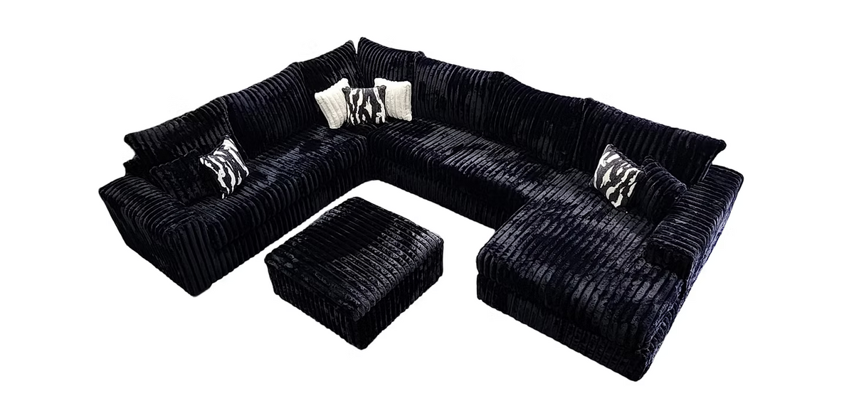 Texan Black 4-Piece Right Arm Facing (RAF) Sectional by New Era Innovations at Eve Furniture