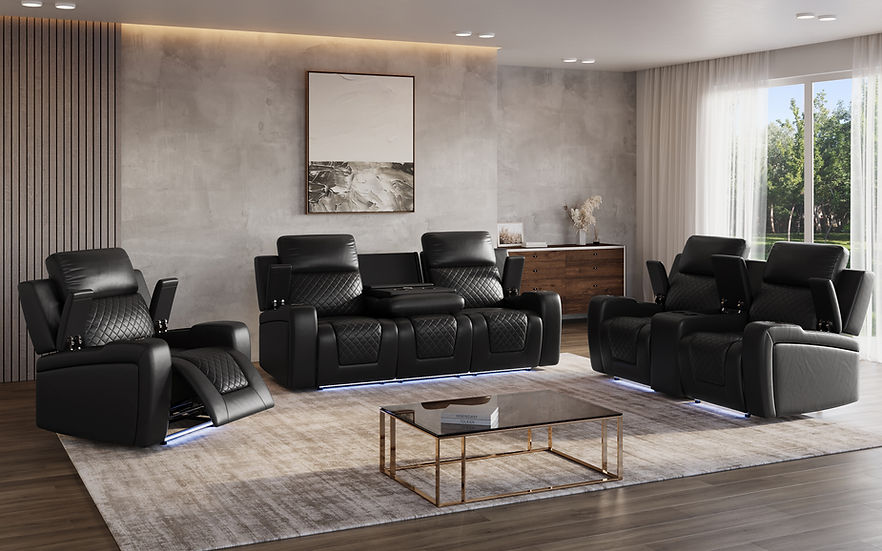 Bomer Black Power Reclining Living Room Set by New Era Innovations at Eve Furniture