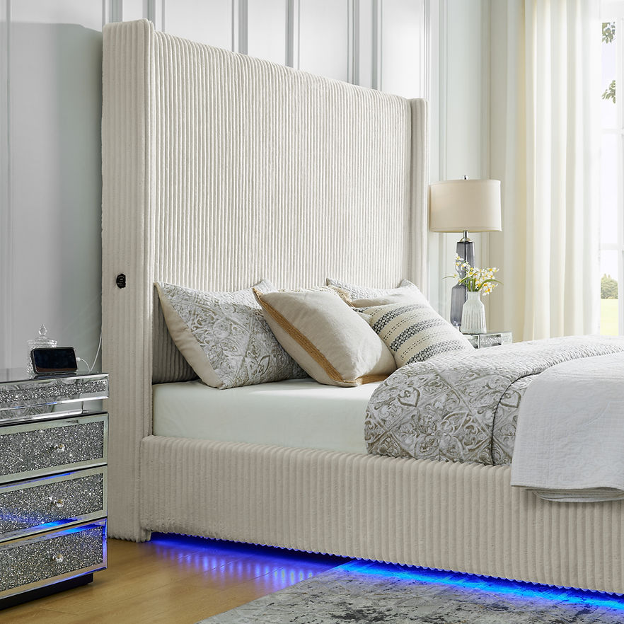 Belinda White King Platform Bed by New Era Innovations at Eve Furniture