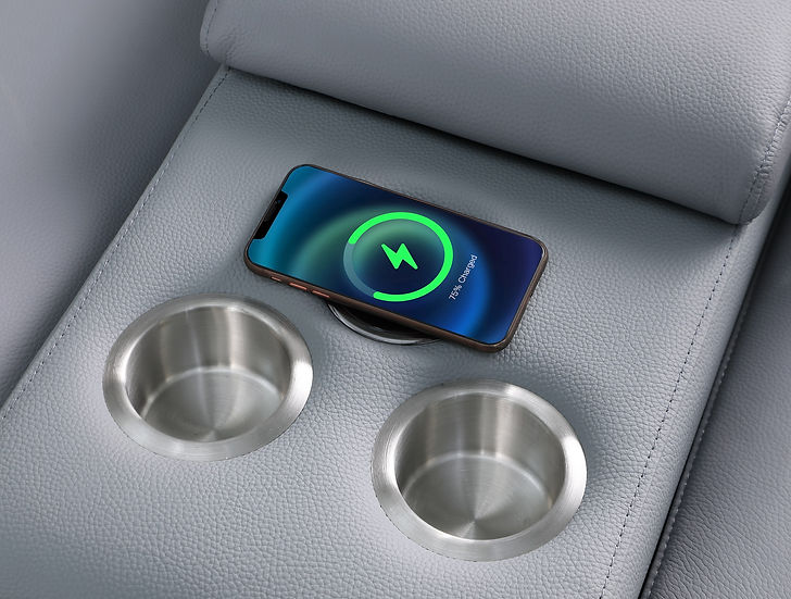 Franco Light Blue 6-Piece 2 Power Reclining Sectional by New Era Innovations at Eve Furniture