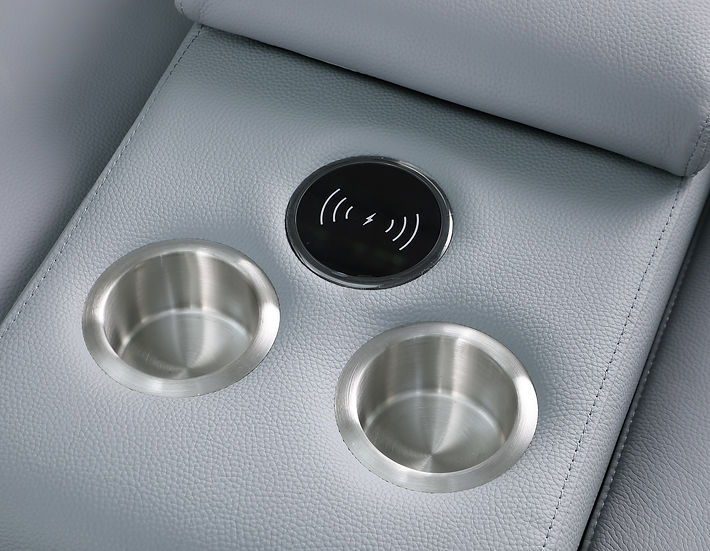 Franco Light Blue 6-Piece 2 Power Reclining Sectional by New Era Innovations at Eve Furniture