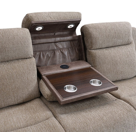 Brown Fabric Recliner Sofa