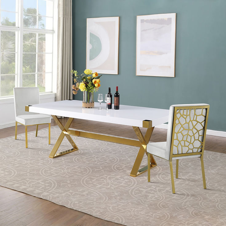 Adel 79" White Dining Table by New Era Innovations at Eve Furniture