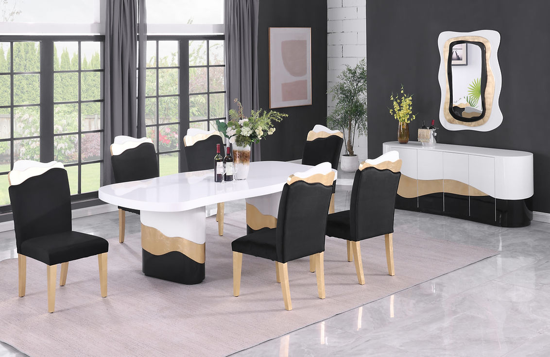 Orion White/Black 7-Piece Dining Room Set by New Era Innovations at Eve Furniture