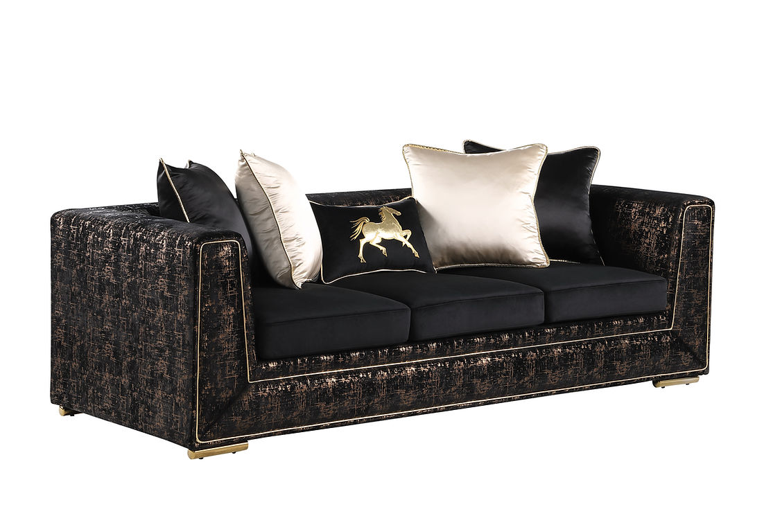 Konya Velvet Black Living Room Set by New Era Innovations at Eve Furniture