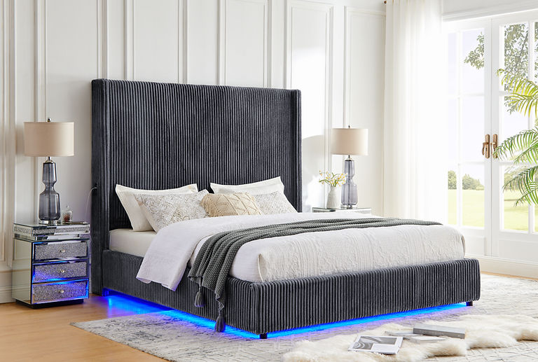 Belinda Grey King Platform Bed by New Era Innovations at Eve Furniture