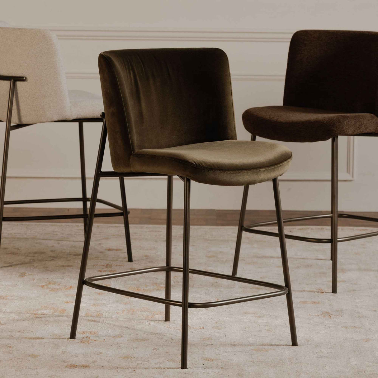 Early Green Bar Stool Faux Mohair by Moe's Home at Eve Furniture