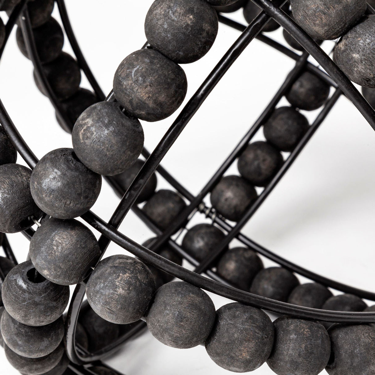 Earnhardt I Small 9L x 9W Black Wooden Beaded Orb by Mercana at Eve Furniture