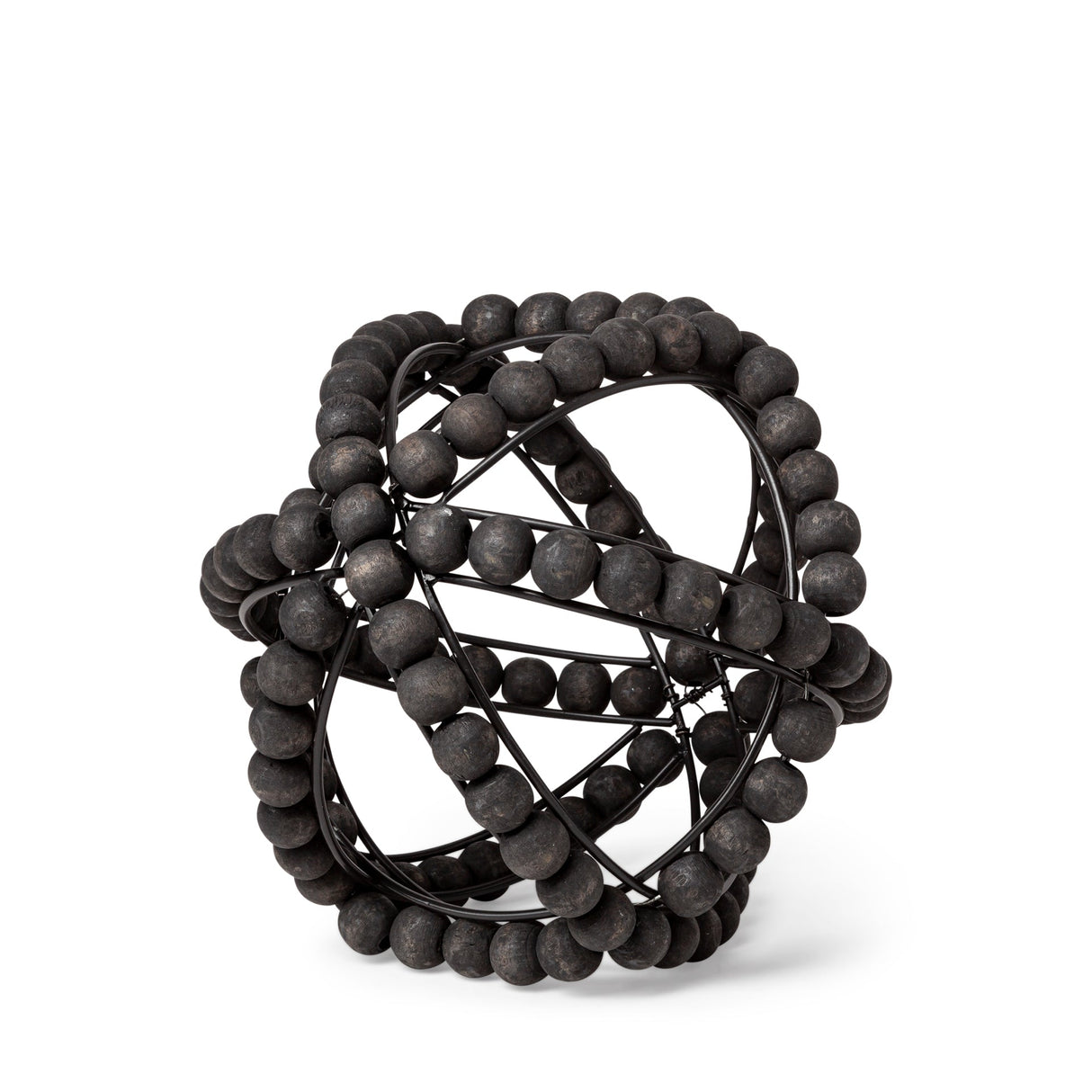 Earnhardt I Small 9L x 9W Black Wooden Beaded Orb by Mercana at Eve Furniture