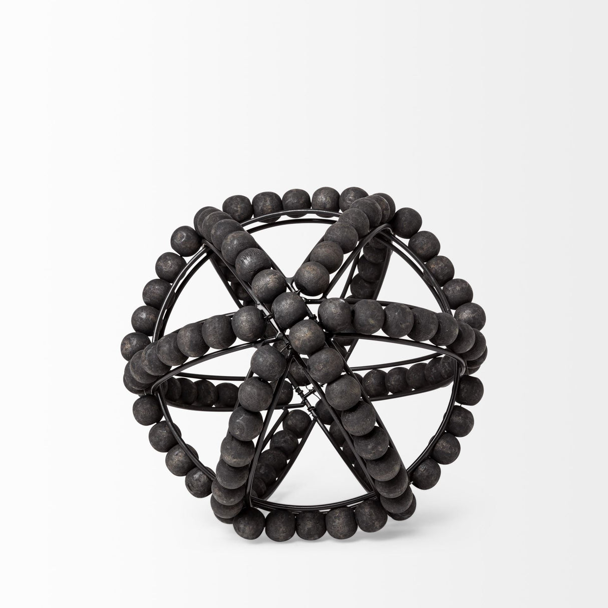Earnhardt I Small Black Wooden Beaded Orb by Mercana at Eve Furniture