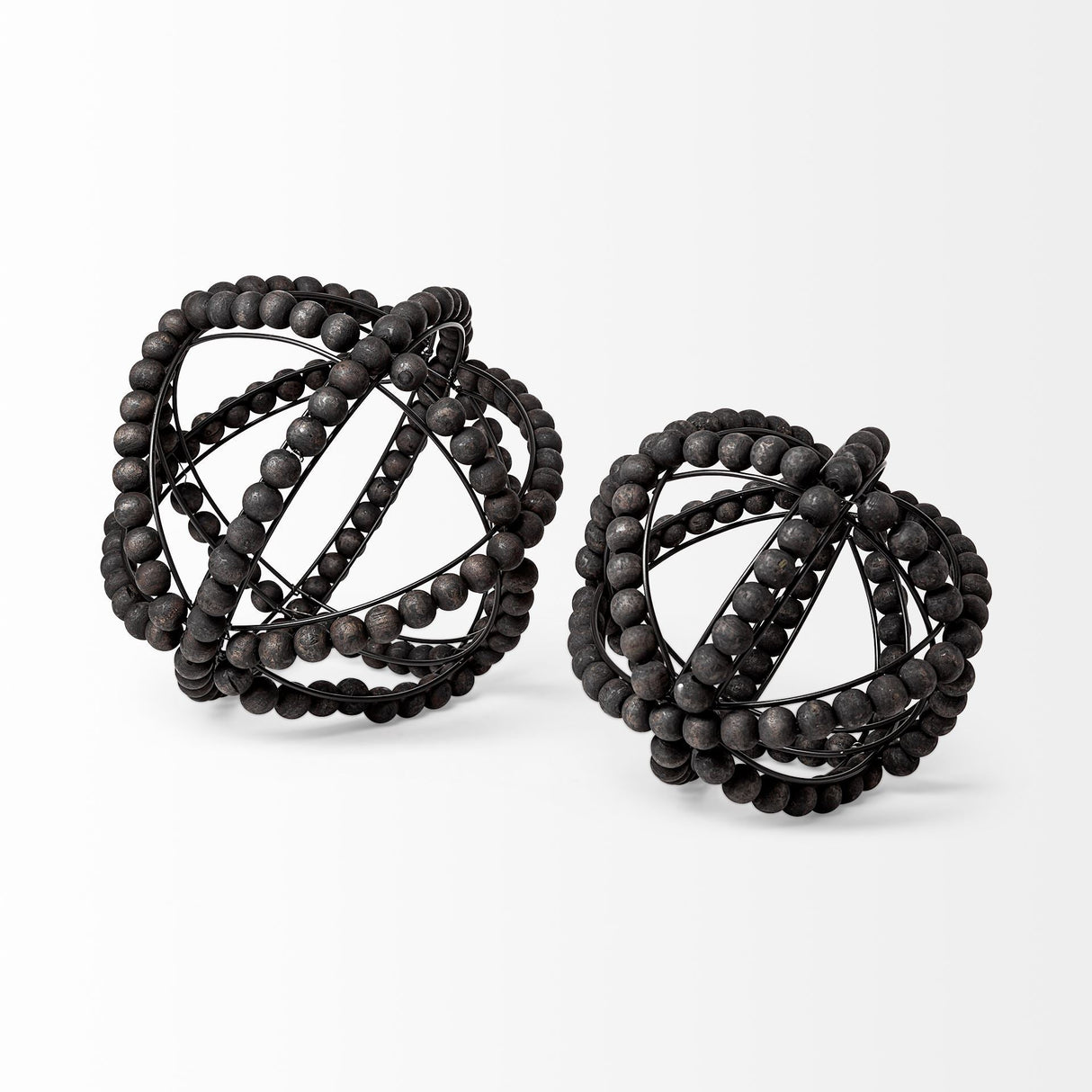 Earnhardt II Large 11L x 11W Black Wooden Beaded Orb by Mercana at Eve Furniture